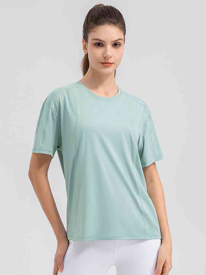 Round Neck Short Sleeve Active Top