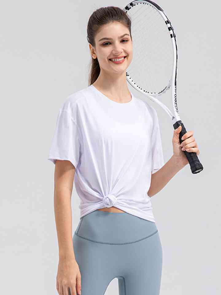 Round Neck Short Sleeve Active Top