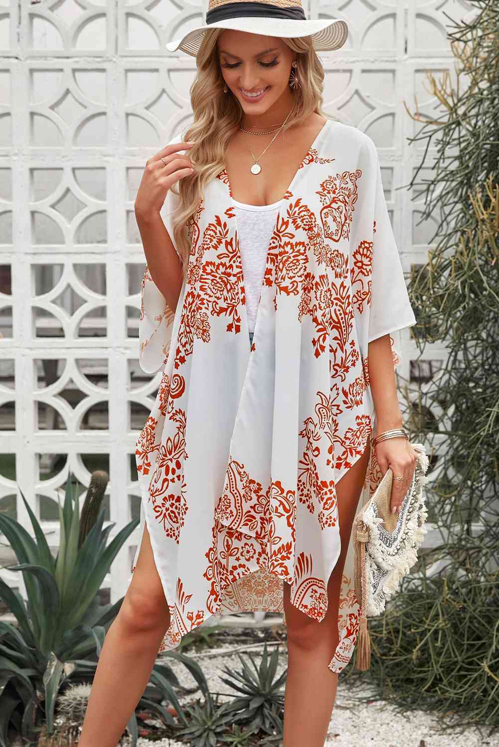 Floral Side Slit Cover Up