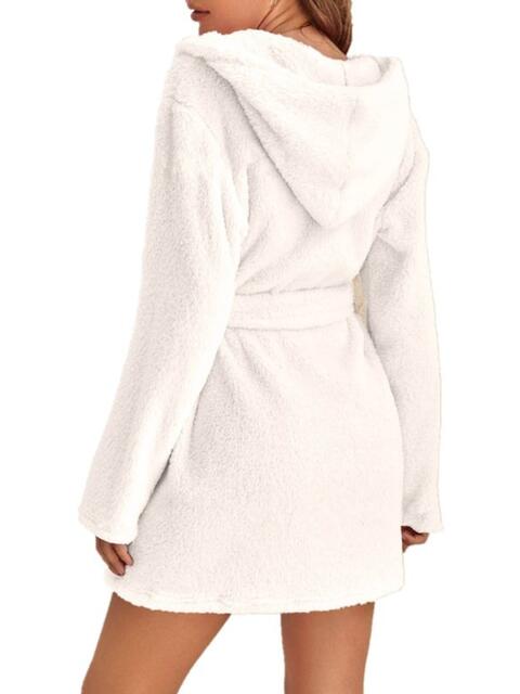 Tie Waist Hooded Robe